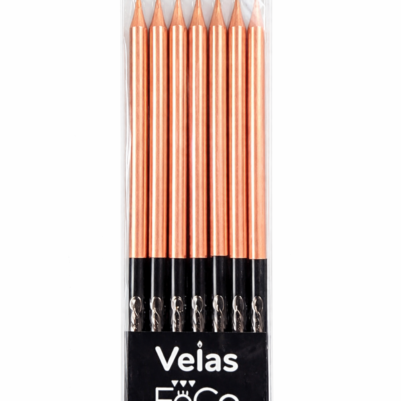 Vela Cromada  Cobre - 6 Unidades