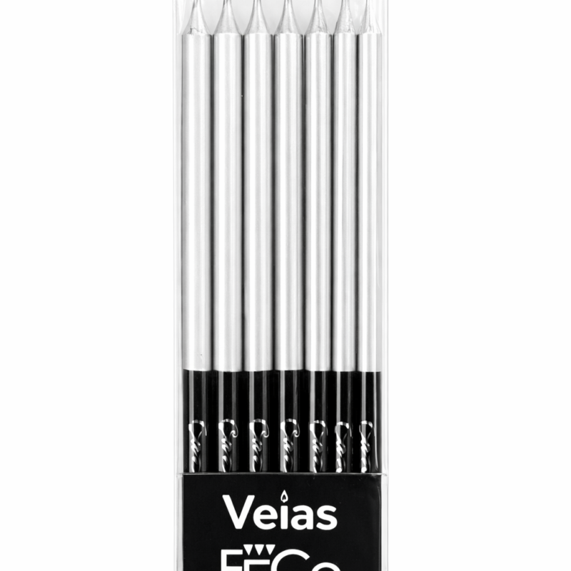 Vela Cromada  Plateada - 6 Unidades