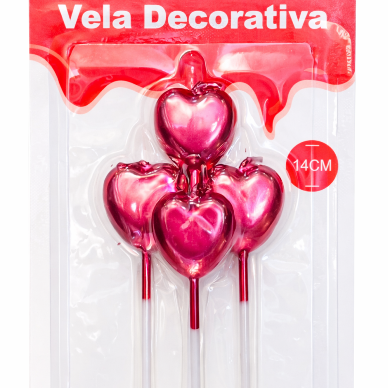 Vela Corazón Roja - 4 unidades