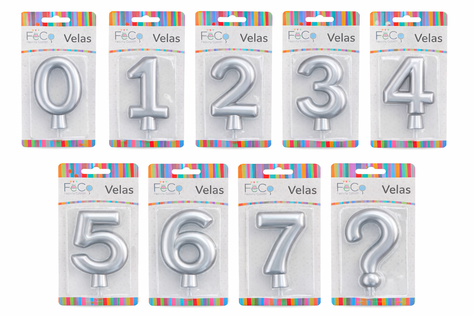 Vela Número Metalizada Plateada