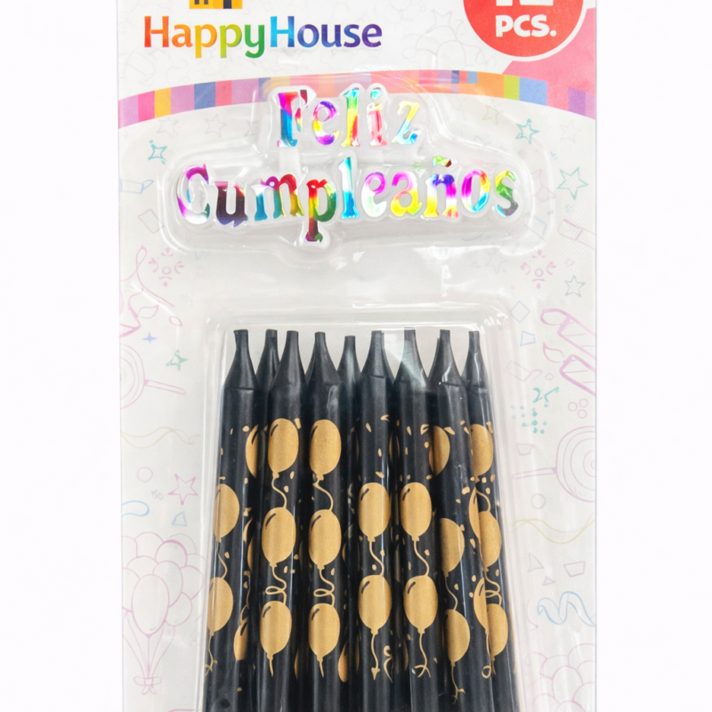 Vela con Placa Negra - 12 unidades