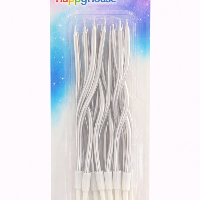 Vela Ondulada Plateada - 12 unidades