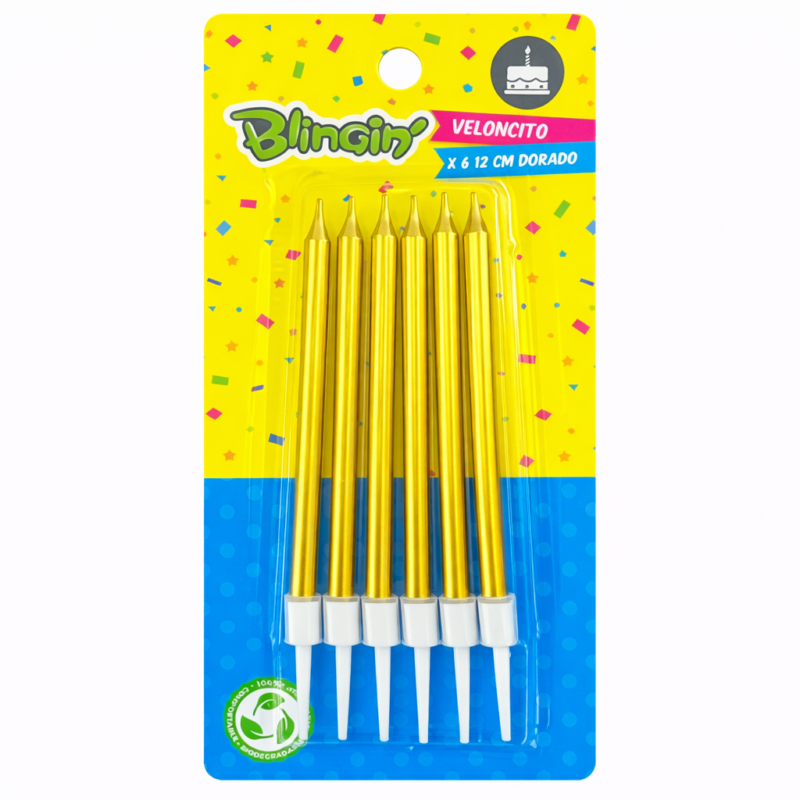 Veloncito Metalizado Dorado - 6 unidades